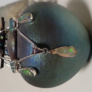 Ethiopian Opal necklace SET- w/sterling silver chain AND earrings!